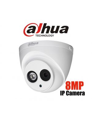 Dahua 8MP 4K IP Turret Fixed 4mm lens, Built-in Mic, WDR,IR 50m,IP67,POE (S)